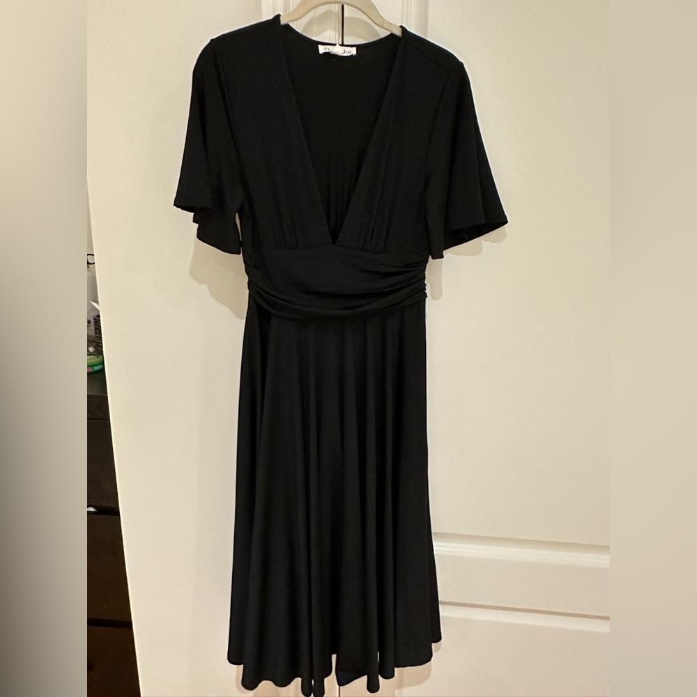 Dress Day - black deep v neck dress